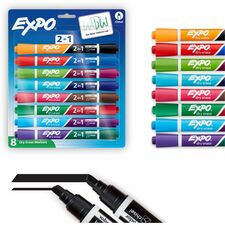 Expo 2-in-1 Dry Erase Markers Chisel Marker Point - Erasable - Assorted Ink/ - 8 / Pack