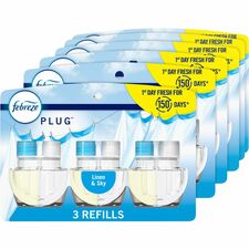 Febreze Plug Linen/Sky Oil Refill Oil - 0.8 fl oz (0 quart) - Linen & Sky - 50 Day - 3/Pack - 6 / Carton