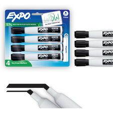 Expo Magnetic Dry-erase Marker Chisel Marker Point - Erasable - Black Ink/ - 4 / Pack