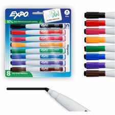 Expo Eraser Cap Fine Magnetic Dry Erase Markers Fine Marker Point - Erasable - Assorted Ink/ - 8 / Pack