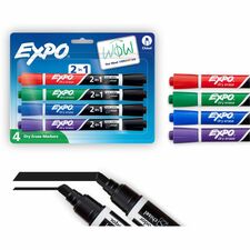Expo 2-in-1 Dry Erase Markers Chisel Marker Point - Erasable - Assorted Ink/ - 4 / Pack