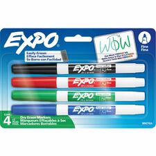 Expo Low-Odor Dry Erase Markers Fine Marker Point - Erasable - Assorted Ink - Dry - 4 / Set