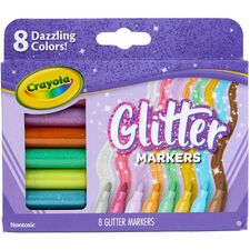 Crayola 8-Color Glitter Markers Bullet Marker Point - 8/Set - 1 Each