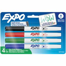 Expo Ultra Fine Tip Dry Erase Markers Ultra Fine Marker Point - Erasable - Assorted Ink - Alcohol Based/ - 4 / Set