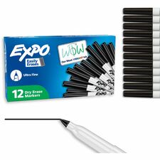 Expo Dry Erase Markers Ultra Fine Marker Point - Erasable - Black Ink - Alcohol Based - 1 Dozen