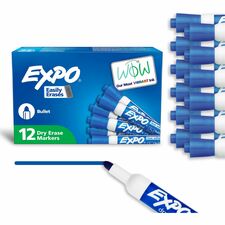 Expo Bold Color Dry-erase Markers Bullet Marker Point - Erasable - Blue Ink - Dry - 1 Dozen