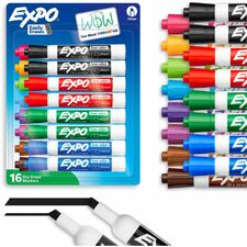 Expo Dry Erase Markers Chisel Marker Point - Erasable - Assorted Ink - Dry - 16 / Set