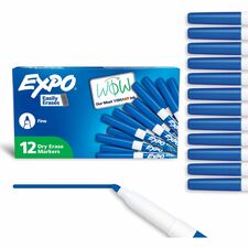 Expo Low-Odor Dry Erase Markers Fine Marker Point - Erasable - Blue Ink - Dry - 1 Dozen