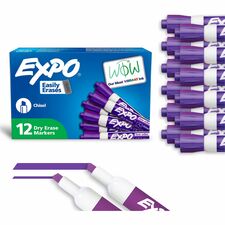 Expo Low Odor Dry-erase Markers Chisel Marker Point - Erasable - Purple Ink - 1 Dozen