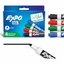 Expo Bold Color Dry-erase Markers Bullet Marker Point - Erasable - Assorted Ink - Dry - 4 / Set