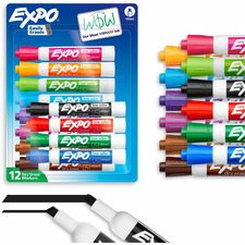 Expo Dry Erase Markers Chisel Marker Point - Erasable - Assorted Ink - Dry - 12 / Set