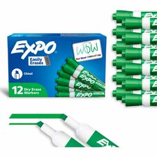Expo Dry Erase Markers Chisel Marker Point - Erasable - Green Ink - 1 Dozen
