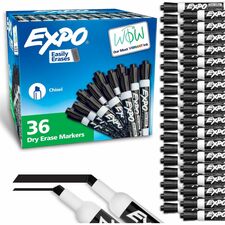 Expo Dry Erase Markers Chisel Marker Point - Erasable - Black Ink - 36 / Pack