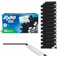 Expo Low-Odor Dry Erase Markers Fine Marker Point - Erasable - Black Ink - 36 / Pack