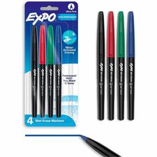 Expo Vis-A-Vis Wet-Erase Markers Ultra Fine Marker Point - Assorted Ink - 4 / Pack