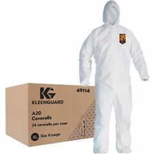 Ansell Health A20 Particle Protection Coveralls Recommended for: Laboratory, Remediation - Extra Large - Dry Particle, Dust, Dirt, Grime Protection - SMS, Fabric - White - Disposable, Zipper Front, Elastic Back, Elastic Wrist & Ankle, Hood, Non-skid, Brea