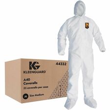 Ansell Health Liquid/Particle Protection Coveralls Medium - Liquid, Dry Particle, Solid/Liquid Aerosol Protection - Film Laminate - White - Disposable, Microporous, Anti-static, Zipper Front, Elastic Back, Elastic Wrist & Ankle, Hood, Non-skid, Breathable