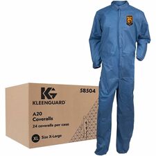 Ansell Health A20 Particle Protection Coveralls Recommended for: Laboratory, Remediation - Extra Large - Dry Particle, Dirt, Grime, Dust Protection - SMS - Blue - Disposable, Zipper Front, Elastic Back, Elastic Wrist & Ankle, Breathable, Comfortable, Hood