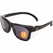 Ansell Health V30 Maverick Safety Glasses Universal - Eye, UVA, UVB, UVC, Fog Protection - Polycarbonate - Smoke Lens - Black Frame - Durable, Lightweight, Comfortable, Anti-fog, Side Shield, Wraparound Frame, Anti-scratch, Impact Resistant - 12 / Box
