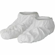 Ansell Health Protective Shoe Covers Recommended for: Liquid Handling, Pharmaceutical, Manufacturing - Universal - Dry Particle, Chemical, Debris, Liquid Protection - Film Laminate - White - Breathable, Microporous, Liquid Resistant, Elastic Opening, Seam