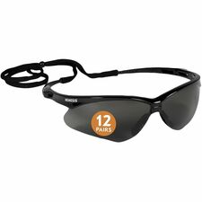 Ansell Health Nemesis Safety Glasses Recommended for: Manufacturing, Construction - Eye, UVA, UVB, UVC, Fog Protection - Polycarbonate - Smoke Lens - Black Frame - Anti-fog, Wraparound Frame, Sweat Resistant, Flexible, Neck Cord, Non-slip, Durable, Lightw