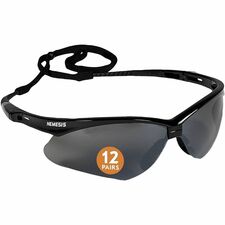 Ansell Health Nemesis Safety Glasses Recommended for: Construction, Manufacturing, Workplace, Home, Shooting, Industrial - Universal - Eye, UVA, UVB, UVC Protection - Polycarbonate - Smoke Lens - Black Frame - Non-slip, Wraparound Frame, Flexible, Sweat R
