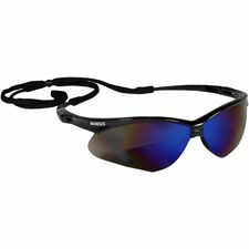 Ansell Ansell Health Nemesis Safety Glasses Universal - Eye, UVA, UVB, UVC Protection - Polycarbonate - Blue Mirror Lens - Black Frame - Flexible, Anti-slip, Sweat Resistant, Wraparound Frame, Neck Cord - 12 / Carton