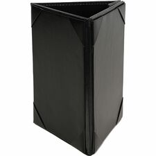 Deflecto Three-Panel Table Tent Support 4" x 6" Media - Leather, Leatherette - Black - Magnetic, Foldable - 1 Each