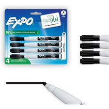 Expo Magnetic Dry Erase Markers Fine Marker Point - Erasable - Black Ink - Dry - 4 / Pack