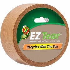 Duck EZ Tear Paper Tape 25 yd Length x 1.88" Width - Kraft - Paper - Kraft Paper Backing - Rubber Adhesive - For Packaging, Labeling, Sealing - 1 Each