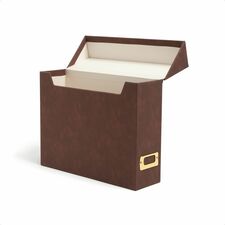 Smead Letter Recycled Box File 8 1/2" x 11" - Paper, Metal, Faux Leather, Polyurethane, Vegan Leather, Polyvinyl Chloride (PVC) - Saddle - Space Saving, Textured, Labeling Area, Acid-free - 50% Recycled - 1 Unit