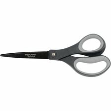 Fiskars Non-stick Titanium Softgrip Scissors 8" Overall Length - Stainless Steel - Straight Tip - Gray - 1 Each