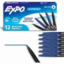 Expo Vis-A-Vis Wet-Erase Markers Ultra Fine Marker Point - Blue Ink - 1 Dozen
