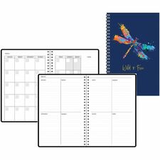 House of Doolittle Recycled Non-Dated Wild and Free Planner Undated - 1 Month, 1 Week Double Page Layout - 7" x 11" Sheet Size - Wire Bound - Multi - Paper - Synthetic Paper Cover - Monthly Calendar, Water Resistant Cover, Tear Resistant, Planner Page, Ru