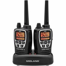 Midland GXT3000 GMRS Walkie Talkies 50 Radio Channels - Built-in Flashlight, NOAA Weather Radio, Keypad Lock - Water Resistant, Water Proof - Black - 2 / Pack