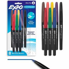Expo Vis-A-Vis Wet-Erase Markers Ultra Fine Marker Point - Assorted Ink - 8 / Pack
