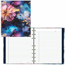 Blueline NotePro Notebook, Fashion Collection, 192 Pages, Midnight Floral 192 Pages - Printed - Twin Wirebound - Ruled Margin - White Paper - Gold Binding - Floral Cover - Hard Cover, Flexible, Self-adhesive Tab, Index Sheet, Storage Pocket, Foldable, Stu