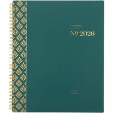 Cambridge WorkStyle Monthly Planner Monthly - 12 Month - January 2026 to December 2026 - 1 Month Double Page Layout - Letter - 8 1/2" x 11" Sheet Size - 2" x 1.75" Block - Twin Wire - Teal - Teal Poly Cover - Dated Planning Page, Unruled Daily Block, Tabb