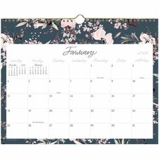 Cambridge Calista Floral Monthly Wall Calendar Monthly - 12 Month - January 2026 to December 2026 - 15" x 12" Sheet Size - 1.40" x 2.81" Block - Twin Wire - Wall Mount - Calista Floral - Dated Planning Page, Yearly Planner, Unruled Daily Block, Event Plan