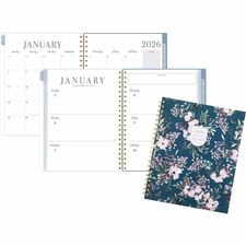 Cambridge Leah Bisch Weekly Monthly Planner Monthly, Weekly - 12 Month - January 2026 to December 2026 - Letter - 8 1/2" x 11" Sheet Size - Twin Wire - Calista Floral - Poly Cover - Dated Planning Page, Yearly Planner, Unruled Daily Block, Reference Calen