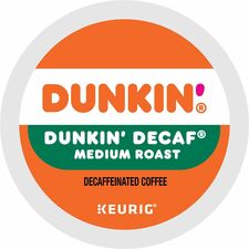 Dunkin'® K-Cup Decaf Coffee Compatible with Keurig Brewer - Medium - 0.3 oz Per Box - 22 K-Cup - K-Cup - Decaf, Original Blend - Kosher - Decaffeinated - 4 / Carton