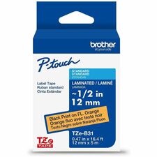 Brother P-touch TZe Laminated Label Tape - DiameterTape - Orange - Laminated - Customizable, Peeling Resistant, Fade Resistant, Long Lasting, Temperature Resistant, Easy to Read - 26.20 ft Roll Length - For Label Maker - 1 Each