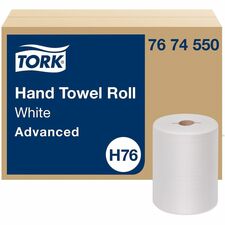 Tork H76 Hand Towel Rolls 1 Ply - 5.85" Roll Diameter - 1 59/64" Core - White - Wood Fiber, Paper - 12 / Case