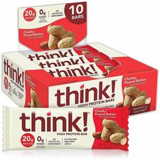 Green Rabbit thinkThink Peanut Butter Protein Bars Milk Chocolate Peanut Butter - 10 / Carton