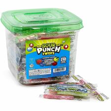 Green Rabbit Sour Punch Twists Fruit, Cherry, Watermelon, Apple, Blueberry - Individually Wrapped - 210 / Carton