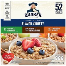 Green Rabbit Quaker Instant Oatmeal Variety Pack No Artificial Flavor, Preservative-free - Assorted - 1.51 oz - 52 / Carton