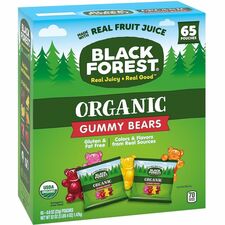 Green Rabbit Black Forest Organic Gummy Bears Fruit, Orange, Apple, Cherry, Lemon, Pineapple - Low Calorie, Gluten-free, Fat-free - 0.80 oz - 65 / Carton