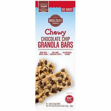 Green Rabbit Wellsley Farms Choc. Chip Granola Bar Individually Wrapped, No High Fructose Corn Syrup, No Artificial Flavor - Chocolate Chip, Whole Wheat - 0.88 oz - 60 / Carton