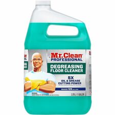 Mr. Clean Pro Degreasing Floor Cleaner For Multi Surface, Commercial, Kitchen - Concentrate - 128 fl oz (4 quart) - Recommended For: Oil Remover, Grease Remover, Odor Remover - Green - 1 Bottle