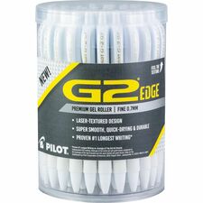 G2 Edge Gel Pen 0.7 mm Fine Pen Point - Refillable - Retractable - Black Ink - Gel-based - White Barrel - Tungsten Carbide Tip - Writing - 36 / Pack